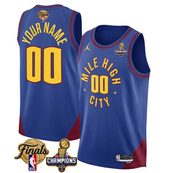Men%27s Denver Nuggets Active Player Custom Blue 2023 Nuggets Champions Patch And Finals Patch Statemenr Edition Stitched Basketball Jersey